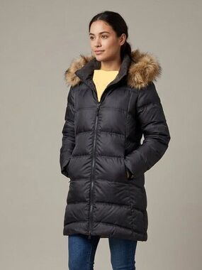 Goose Down Filled Black Puffer Quilted Winter Coat